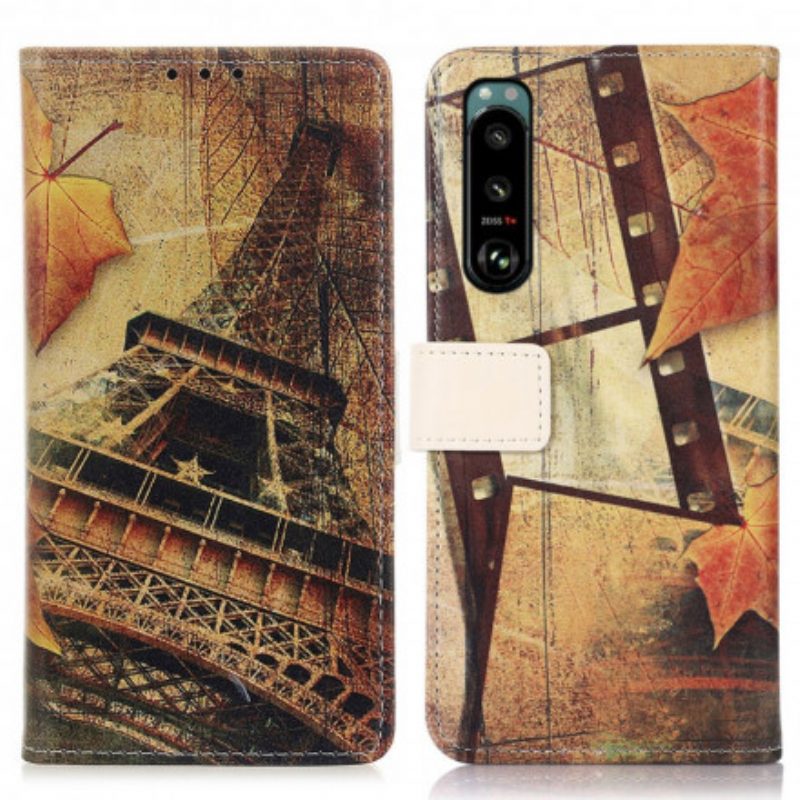 Folio Cover Sony Xperia 5 III Torre Eiffel In Autunno