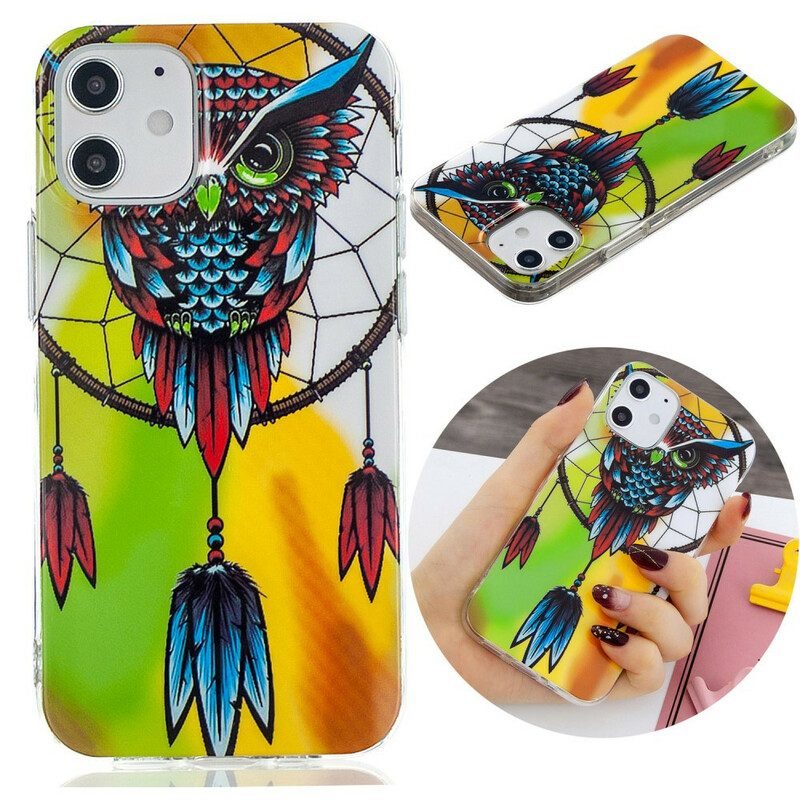 Cover iPhone 12 / 12 Pro Acchiappasogni Gufo Fluorescente