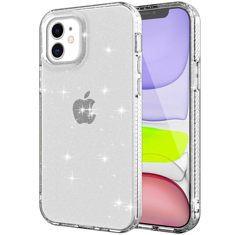 Cover iPhone 12 / 12 Pro Glitter Trasparente Rinforzato