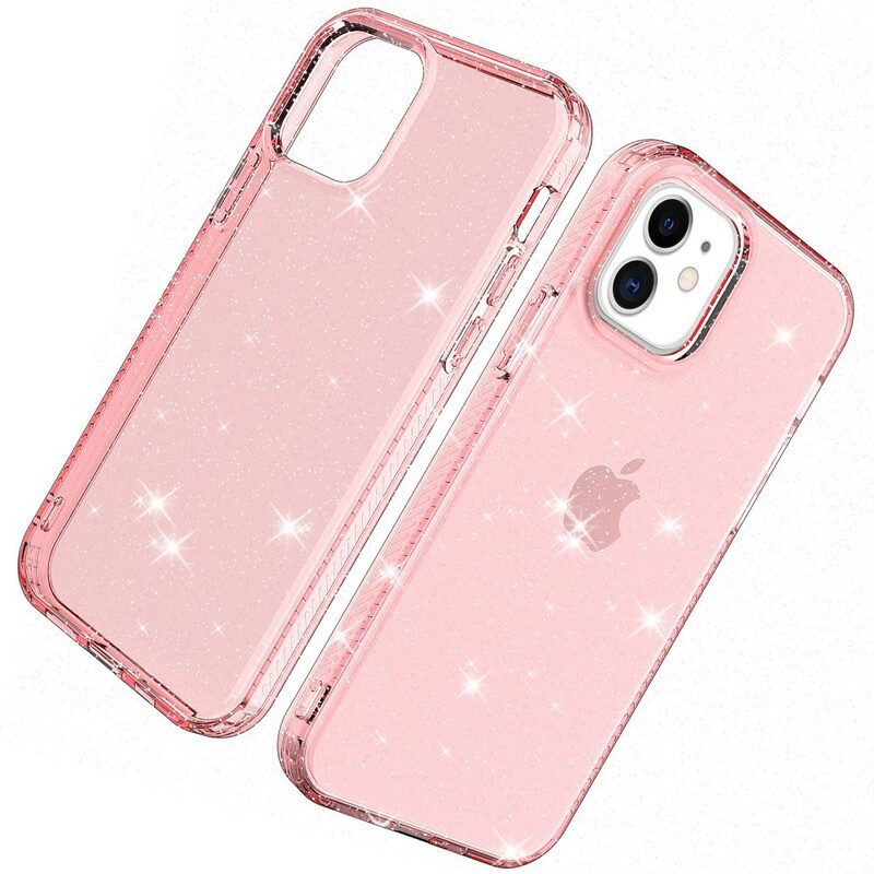 Cover iPhone 12 / 12 Pro Glitter Trasparente Rinforzato