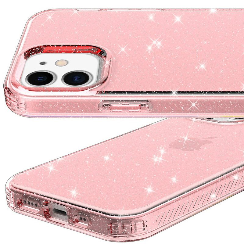 Cover iPhone 12 / 12 Pro Glitter Trasparente Rinforzato