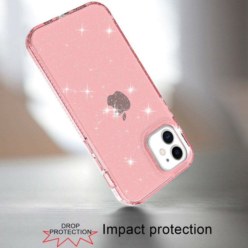 Cover iPhone 12 / 12 Pro Glitter Trasparente Rinforzato