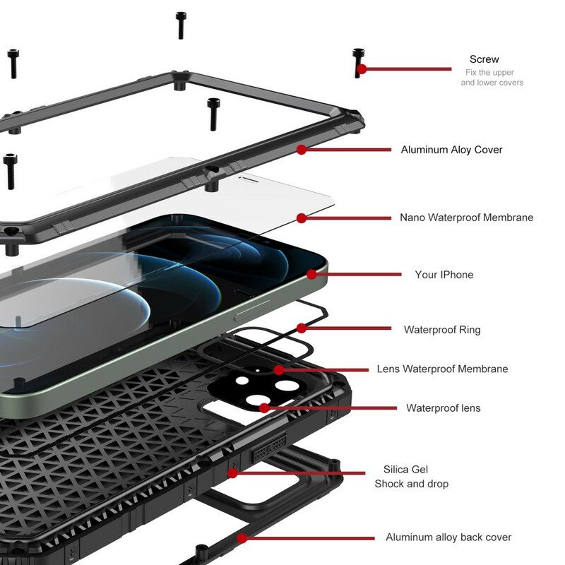 Cover iPhone 12 / 12 Pro Metallo Super Resistente Impermeabile