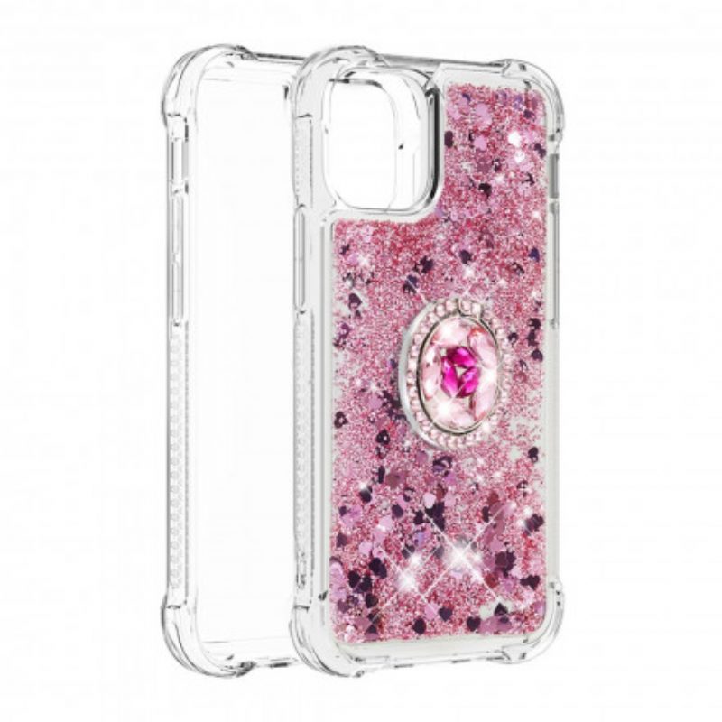 Cover iPhone 12 / 12 Pro Paillettes Con Supporto Ad Anello