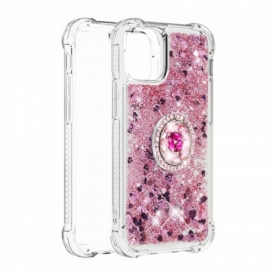 Cover iPhone 12 / 12 Pro Paillettes Con Supporto Ad Anello