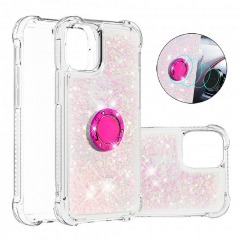 Cover iPhone 12 / 12 Pro Paillettes Con Supporto Ad Anello