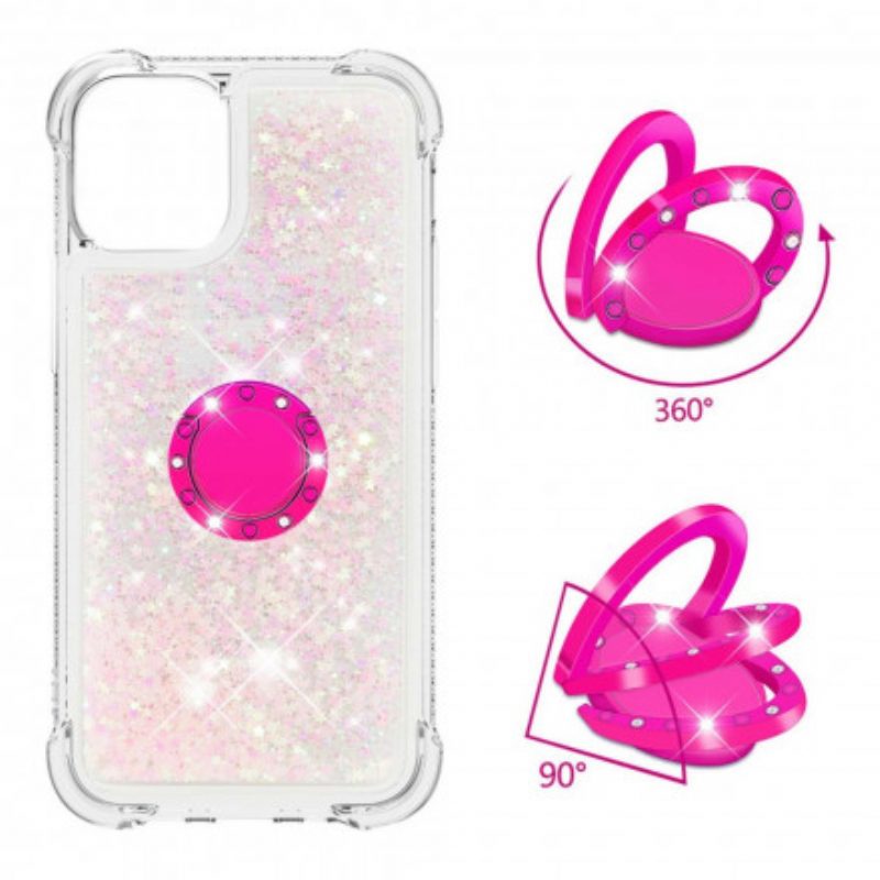 Cover iPhone 12 / 12 Pro Paillettes Con Supporto Ad Anello