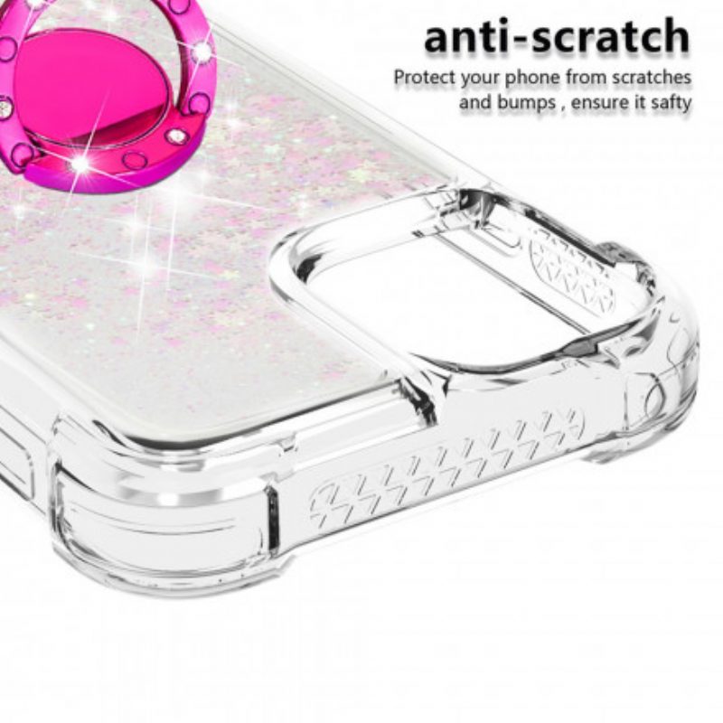 Cover iPhone 12 / 12 Pro Paillettes Con Supporto Ad Anello