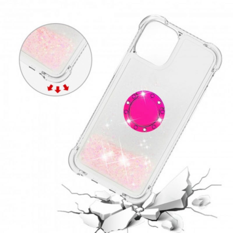 Cover iPhone 12 / 12 Pro Paillettes Con Supporto Ad Anello