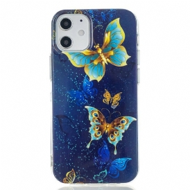 Cover iPhone 12 / 12 Pro Serie Di Farfalle Fluorescenti
