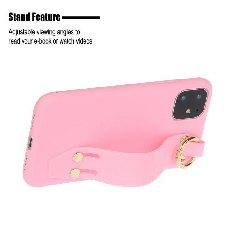 Cover iPhone 12 / 12 Pro Silicone Con Cinturino Di Supporto