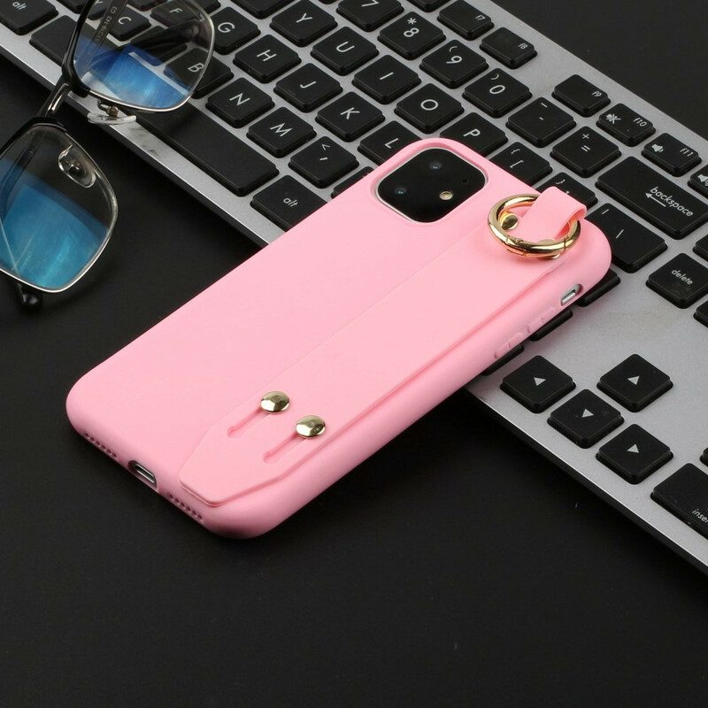 Cover iPhone 12 / 12 Pro Silicone Con Cinturino Di Supporto