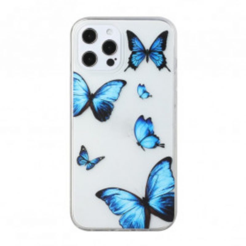 Cover iPhone 12 / 12 Pro Volo Di Farfalle Blu