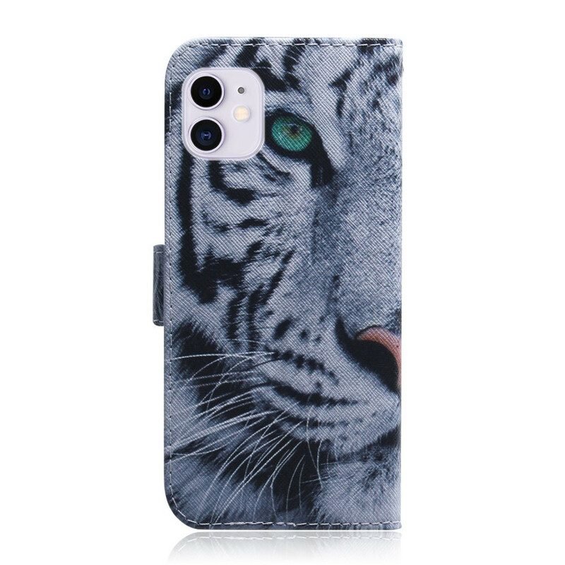 Custodia A Portafoglio iPhone 12 / 12 Pro Faccia Da Tigre