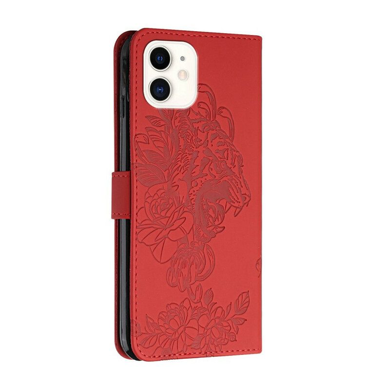 Custodia in pelle iPhone 12 / 12 Pro Barocco Strappy Tiger