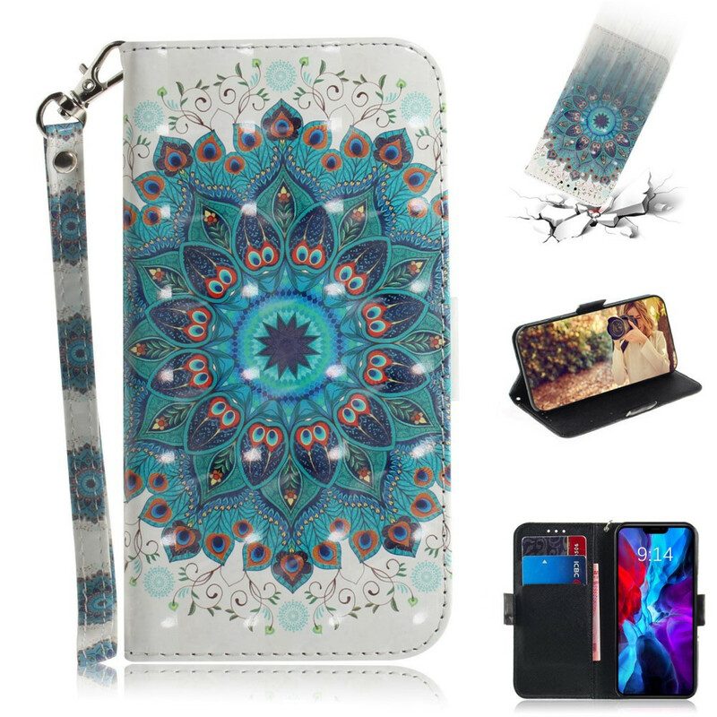 Custodia in pelle iPhone 12 / 12 Pro Mandala Magistrale Con Cinturino