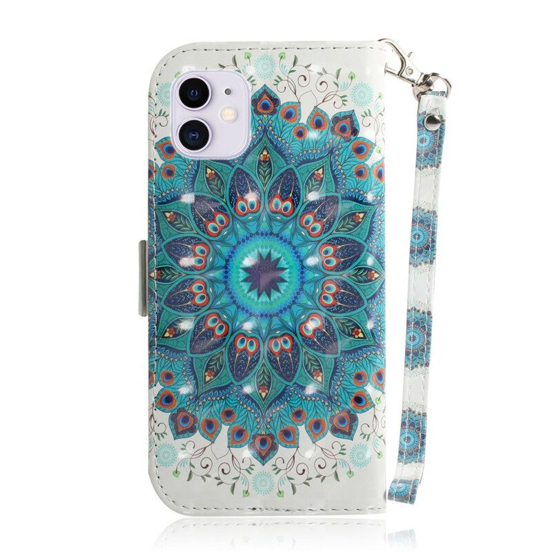 Custodia in pelle iPhone 12 / 12 Pro Mandala Magistrale Con Cinturino