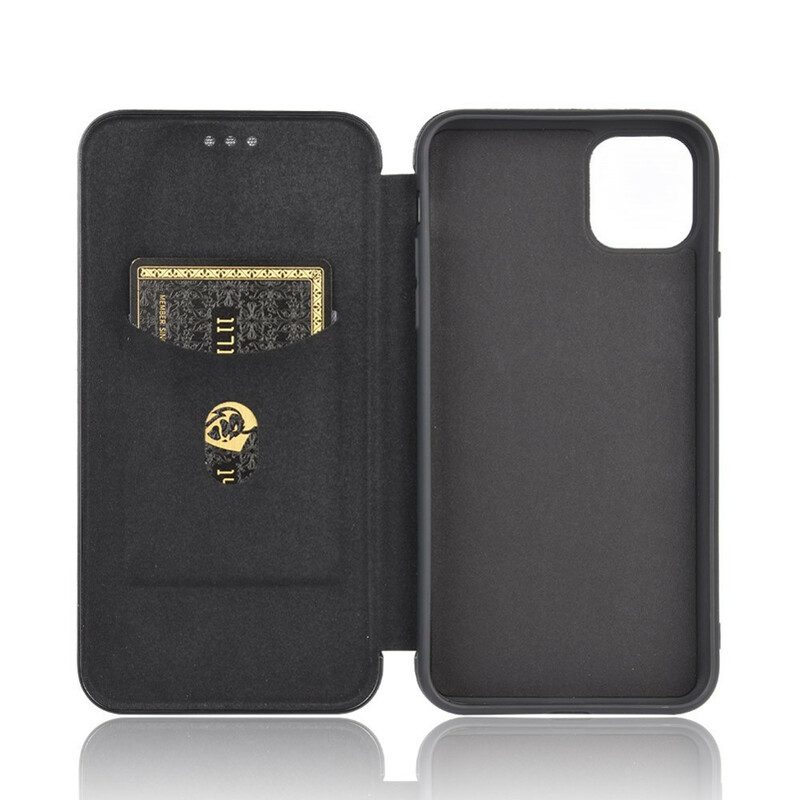 Folio Cover iPhone 12 / 12 Pro Custodia in pelle Fibra Di Carbonio