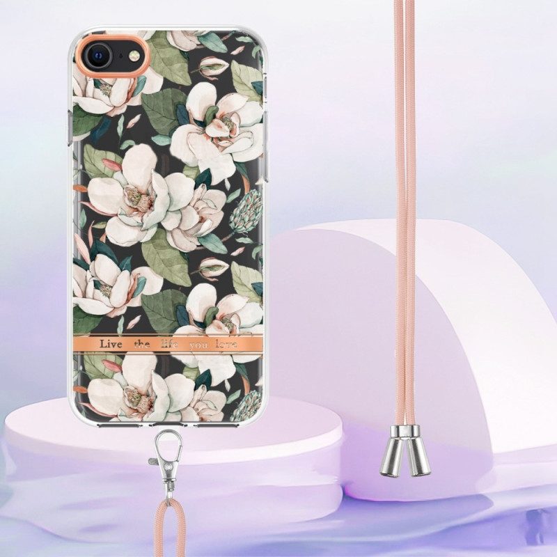 Cover iPhone SE 3 / SE 2 / 8 / 7 Con Cordoncino Di Fiori