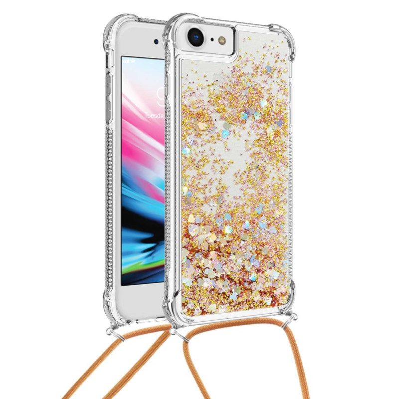 Cover iPhone SE 3 / SE 2 / 8 / 7 Design Con Paillettes Con Coulisse