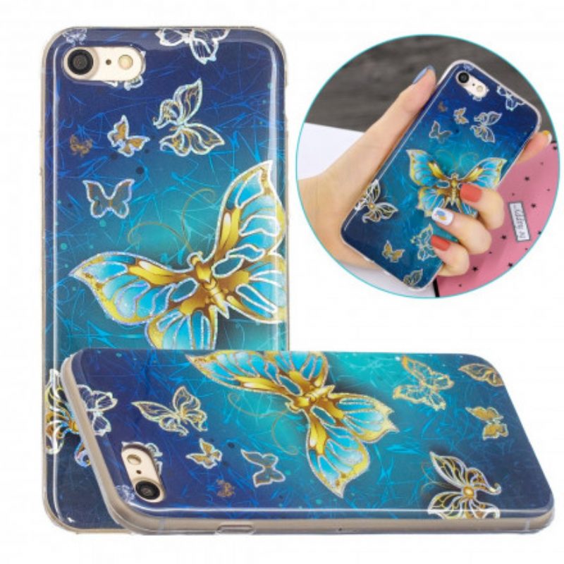 Cover iPhone SE 3 / SE 2 / 8 / 7 Farfalle Con Design Glitterato