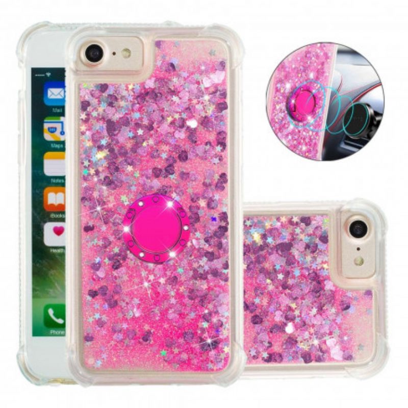 Cover iPhone SE 3 / SE 2 / 8 / 7 Paillettes Con Supporto Ad Anello