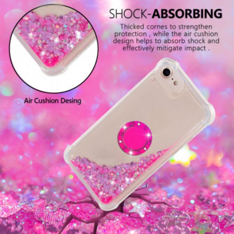 Cover iPhone SE 3 / SE 2 / 8 / 7 Paillettes Con Supporto Ad Anello