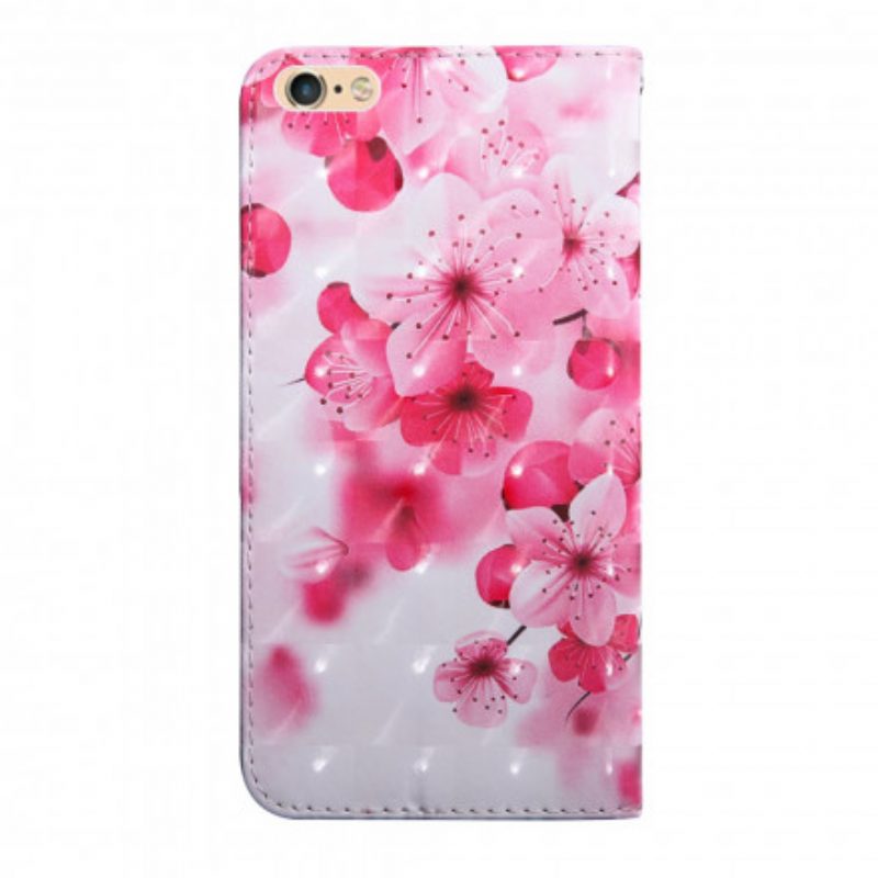 Custodia in pelle iPhone SE 3 / SE 2 / 8 / 7 Fiori Rosa