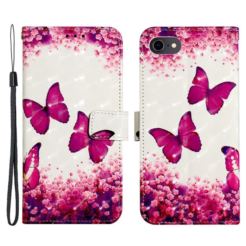 Custodia in pelle iPhone SE 3 / SE 2 / 8 / 7 Perizoma Farfalle