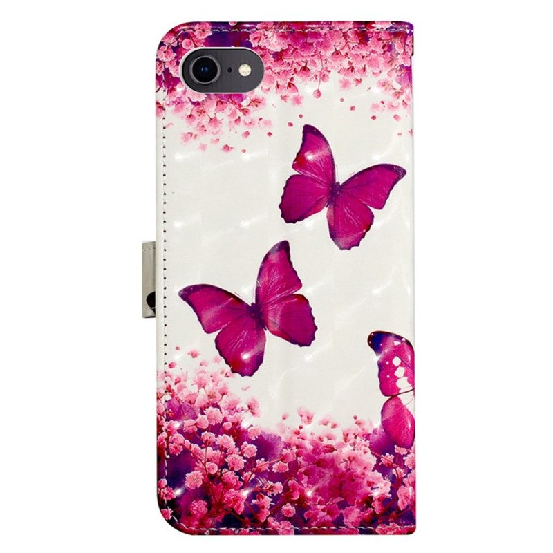 Custodia in pelle iPhone SE 3 / SE 2 / 8 / 7 Perizoma Farfalle