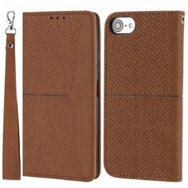 Custodia in pelle iPhone SE 3 / SE 2 / 8 / 7 Stile Intrecciato Con Cinghie