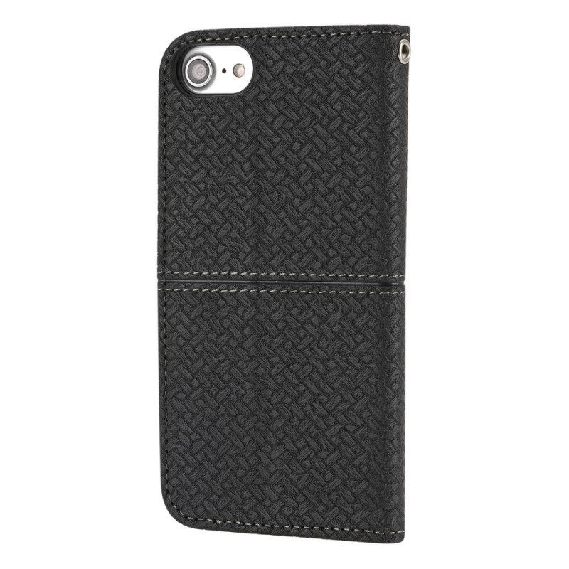 Custodia in pelle iPhone SE 3 / SE 2 / 8 / 7 Stile Intrecciato Con Cinghie