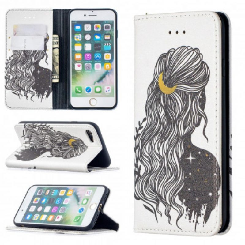 Folio Cover iPhone SE 3 / SE 2 / 8 / 7 Custodia in pelle Bei Capelli