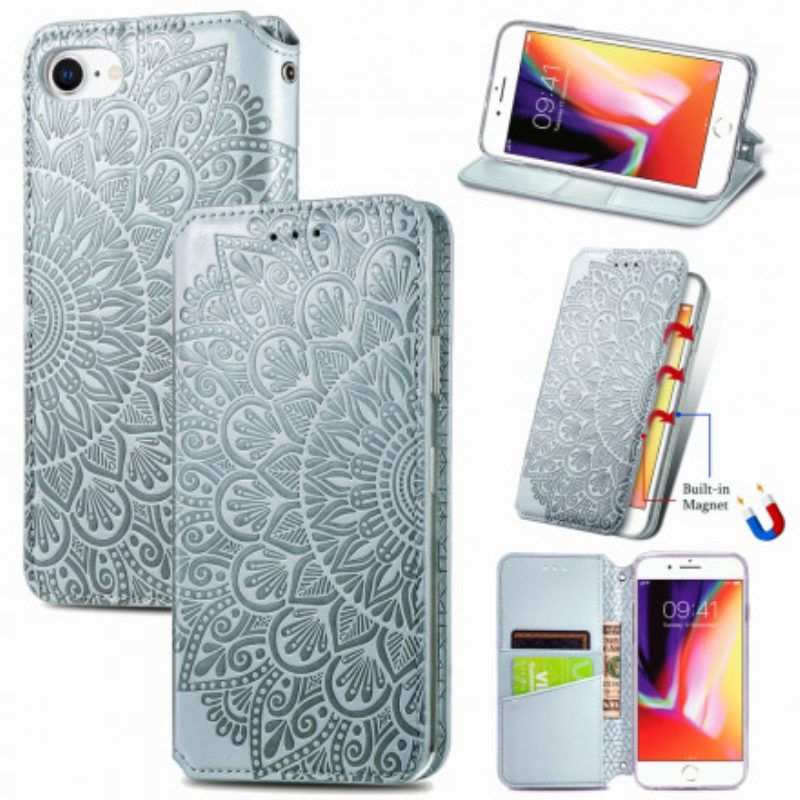 Folio Cover iPhone SE 3 / SE 2 / 8 / 7 Custodia in pelle Mandala