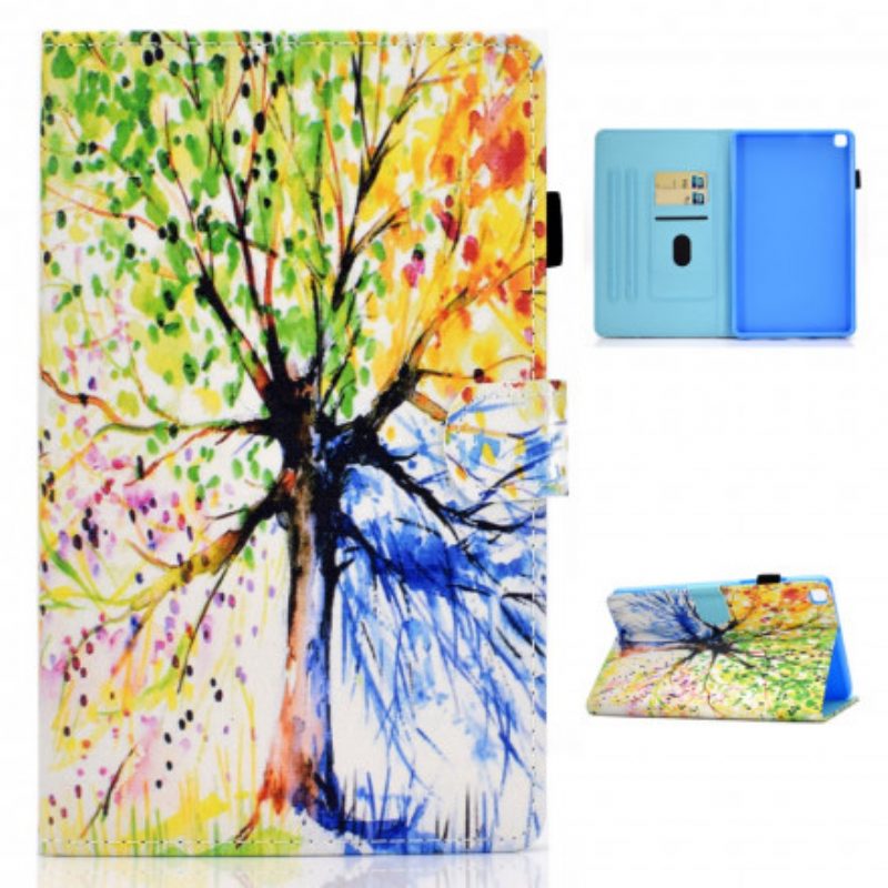 Custodia in pelle Samsung Galaxy Tab A7 (2020) Albero Dell'acquerello