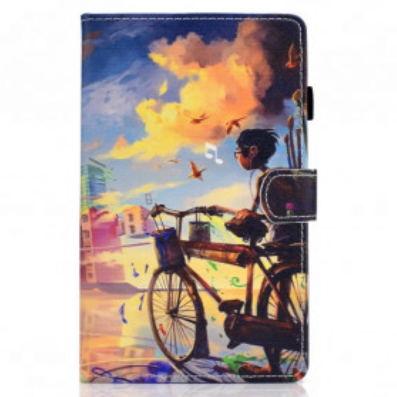 Custodia in pelle Samsung Galaxy Tab A7 (2020) Bicicletta Arte