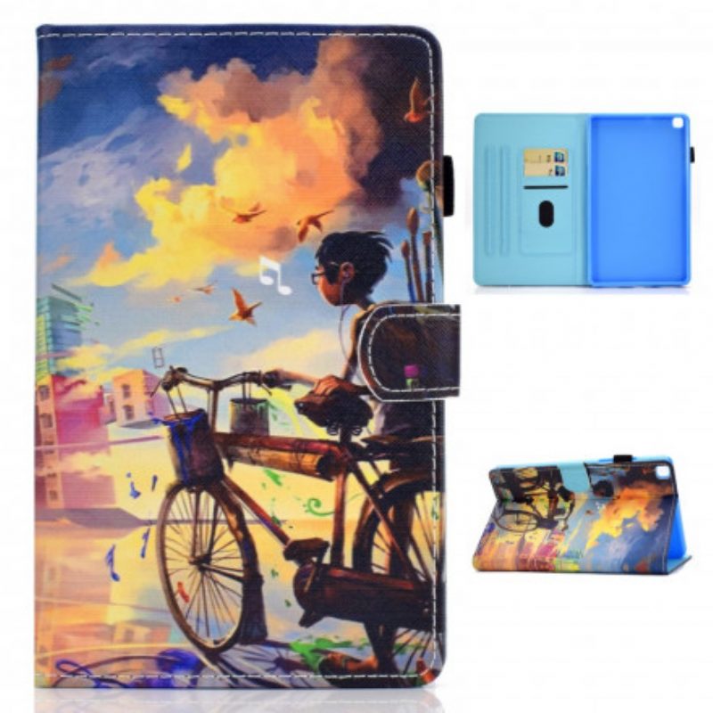 Custodia in pelle Samsung Galaxy Tab A7 (2020) Bicicletta Arte