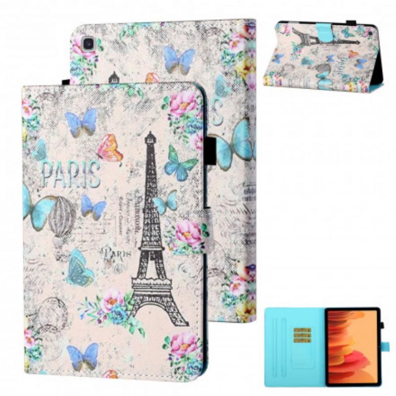 Custodia in pelle Samsung Galaxy Tab A7 (2020) Farfalle Della Torre Eiffel