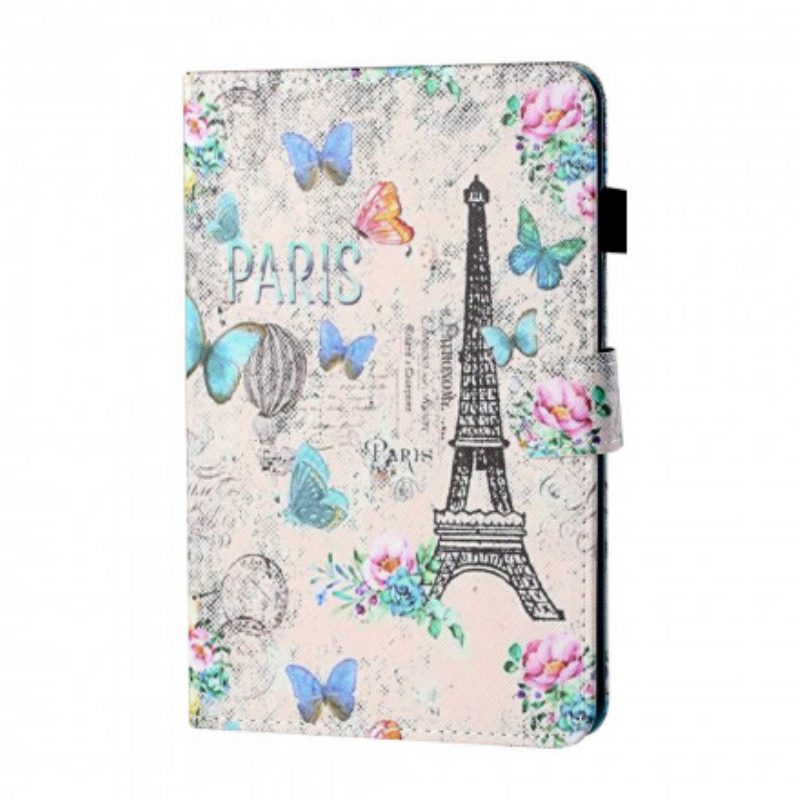 Custodia in pelle Samsung Galaxy Tab A7 (2020) Farfalle Della Torre Eiffel