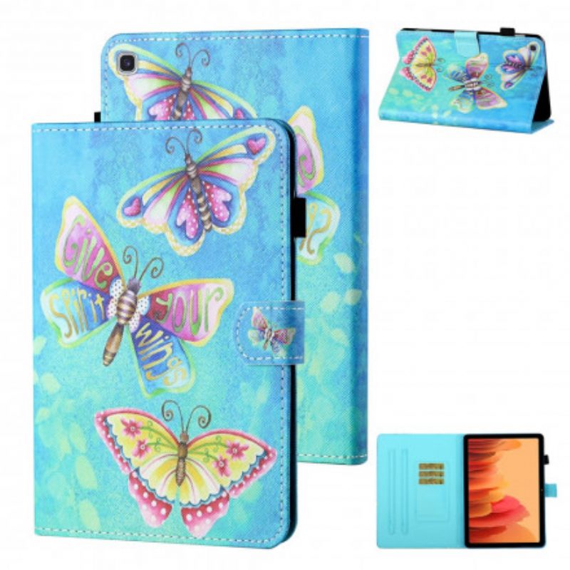 Custodia in pelle Samsung Galaxy Tab A7 (2020) Farfalle Multicolori