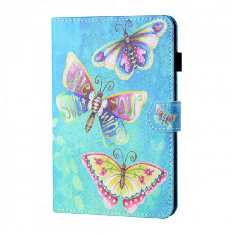 Custodia in pelle Samsung Galaxy Tab A7 (2020) Farfalle Multicolori