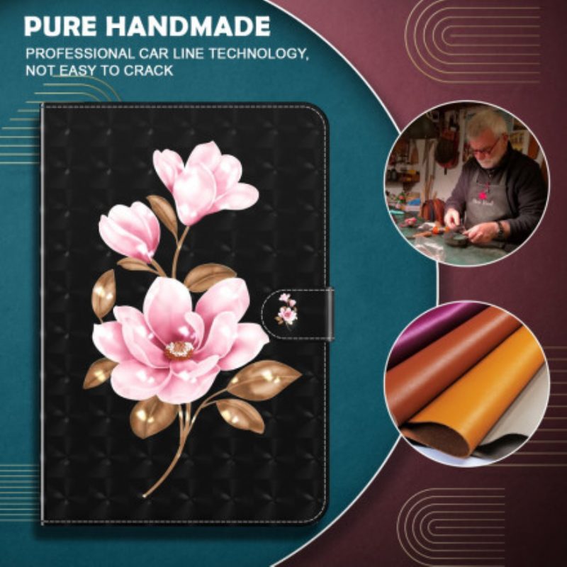 Custodia in pelle Samsung Galaxy Tab A7 (2020) Fiori Rosa Punto Luce