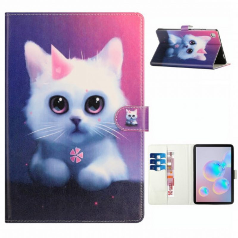 Custodia in pelle Samsung Galaxy Tab A7 (2020) Gattino Bianco