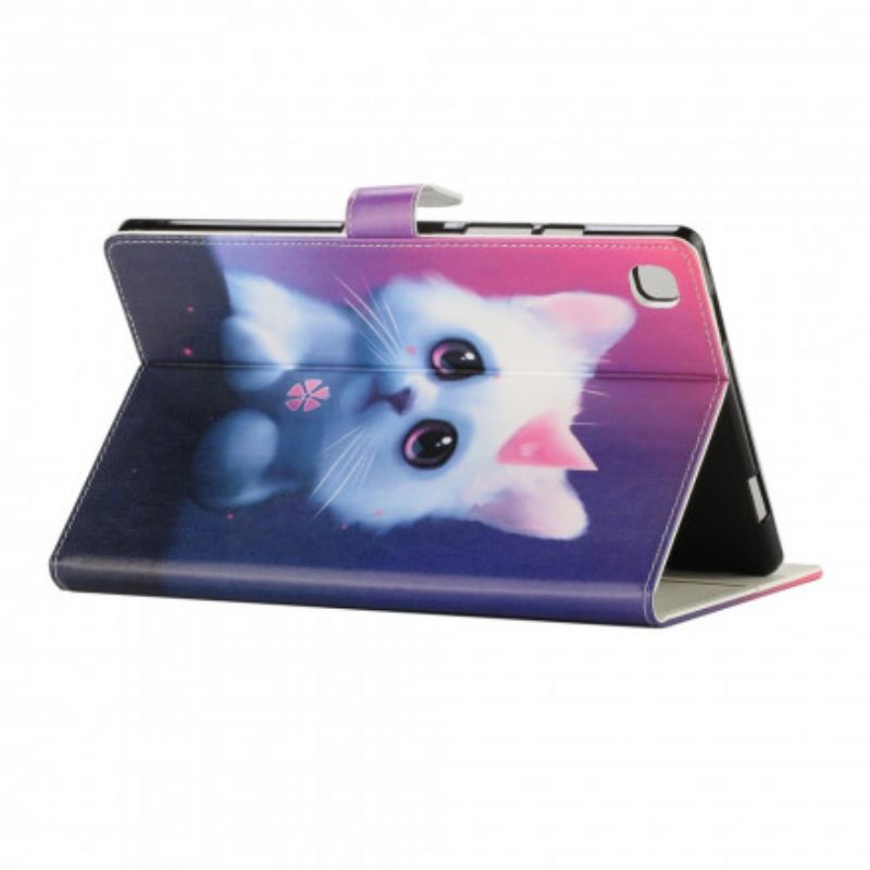 Custodia in pelle Samsung Galaxy Tab A7 (2020) Gattino Bianco