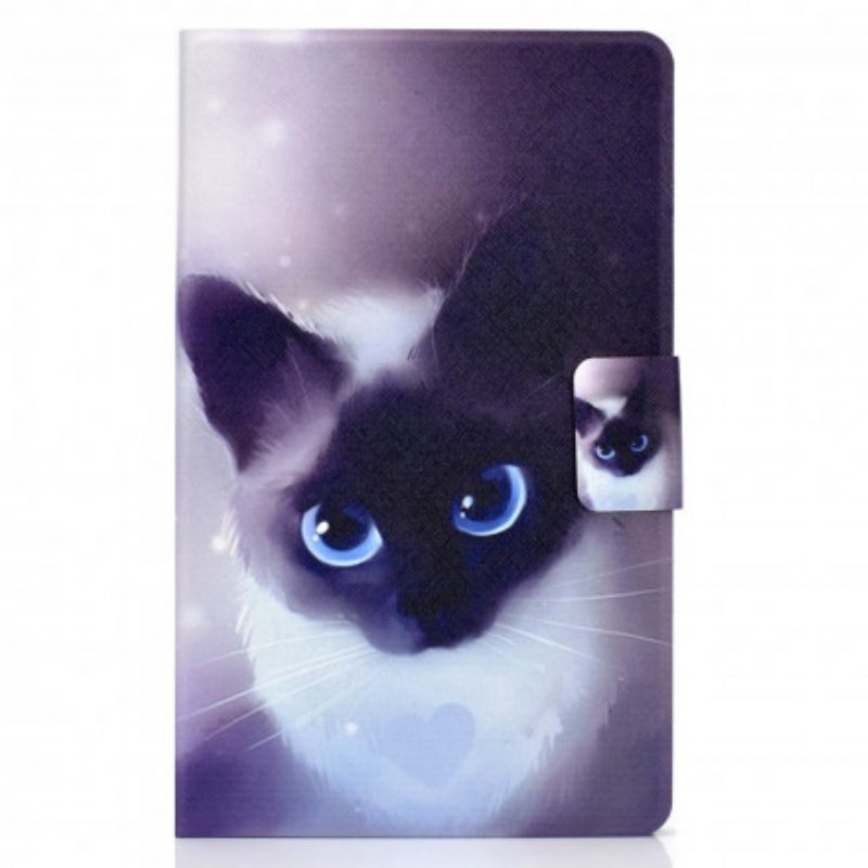 Custodia in pelle Samsung Galaxy Tab A7 (2020) Gatto Dagli Occhi Azzurri