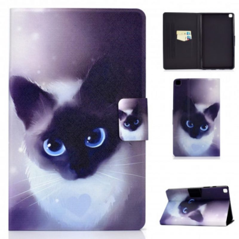 Custodia in pelle Samsung Galaxy Tab A7 (2020) Gatto Dagli Occhi Azzurri