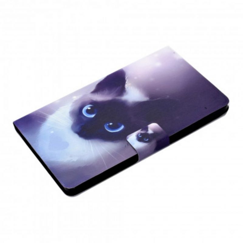 Custodia in pelle Samsung Galaxy Tab A7 (2020) Gatto Dagli Occhi Azzurri