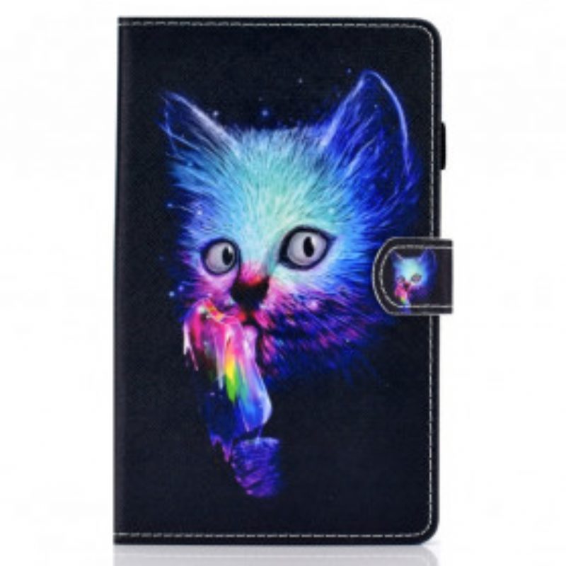 Custodia in pelle Samsung Galaxy Tab A7 (2020) Gatto Psicopatico