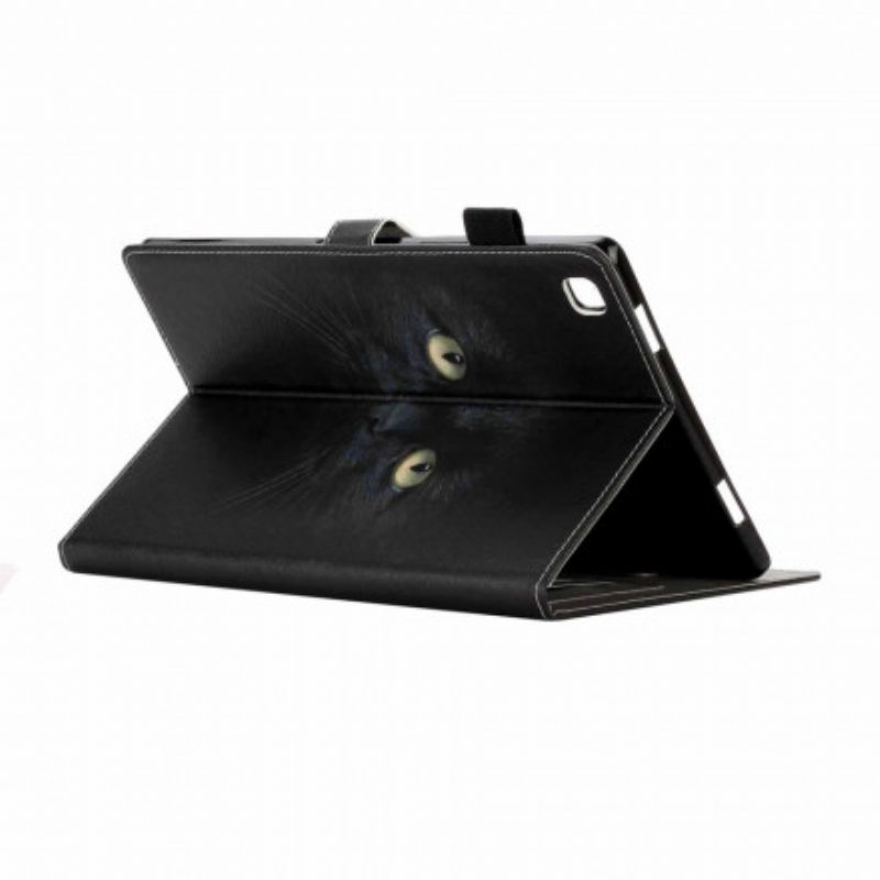 Custodia in pelle Samsung Galaxy Tab A7 (2020) Occhi Di Gatto Nero