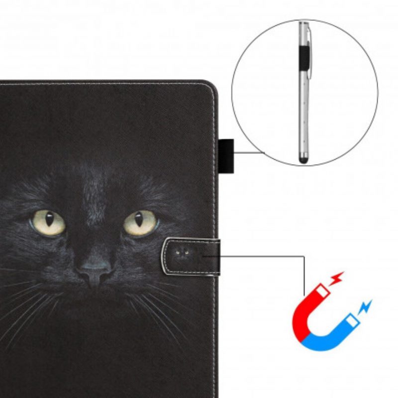 Custodia in pelle Samsung Galaxy Tab A7 (2020) Occhi Di Gatto Nero